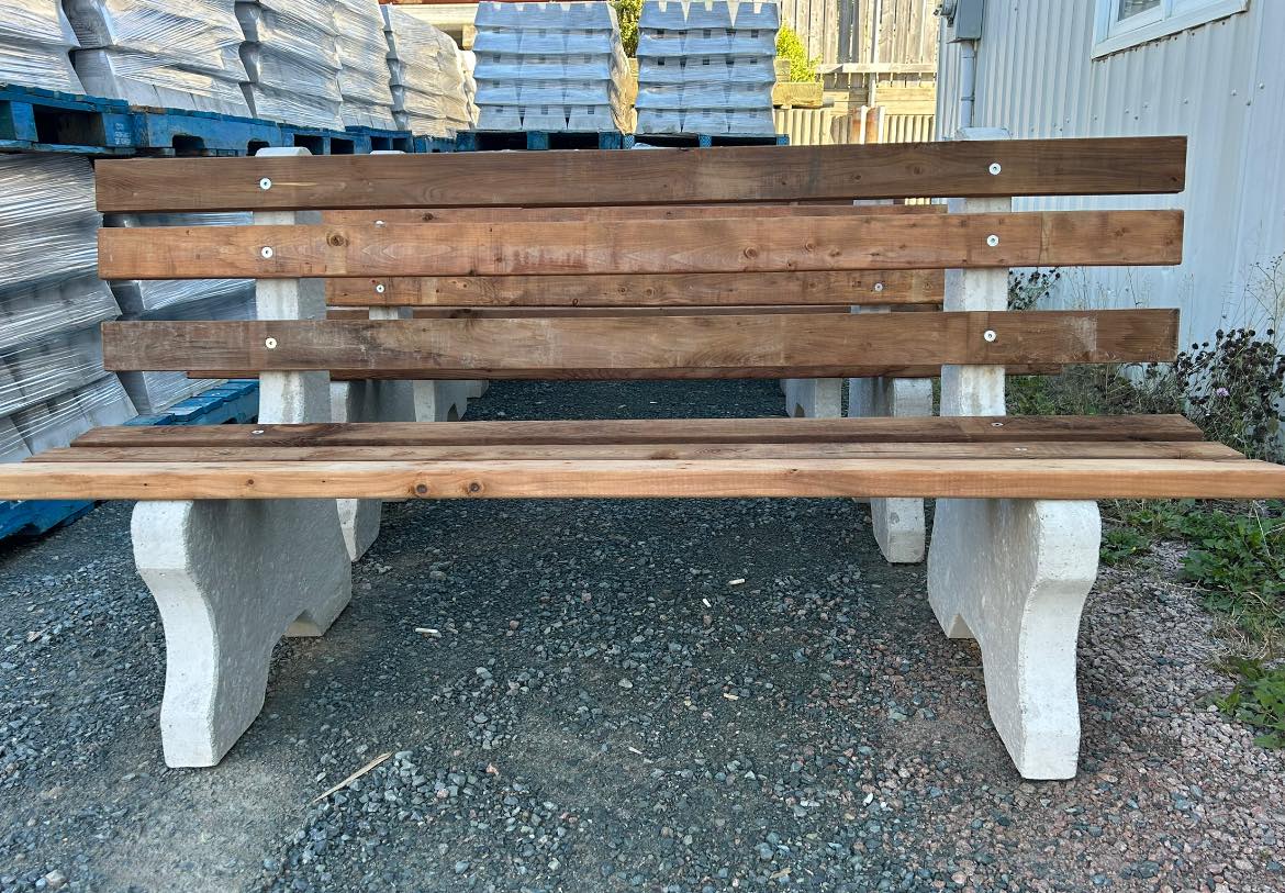 Precast concrete bench with timber seat